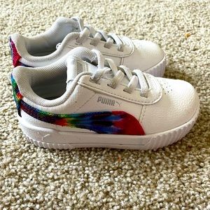 White and tie dye pumas. Toddler size 7